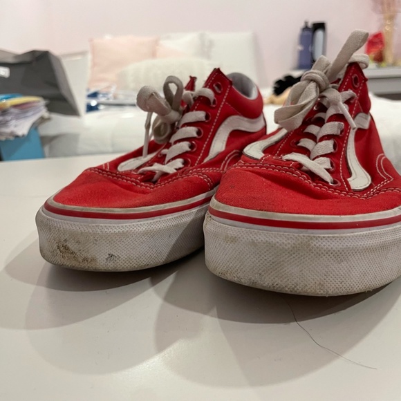 Lightly Used Red Old School Vans - Picture 3 of 7